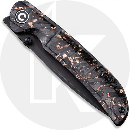 CIVIVI Imperium C2106C - Black Stonewash Nitro-V - Shredded Carbon Fiber and Copper Shred Resin - Liner Lock - Front Flipper Fol