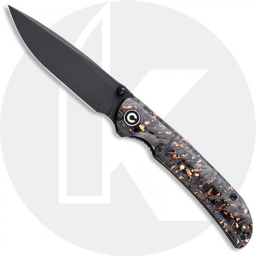 CIVIVI Imperium C2106C - Black Stonewash Nitro-V - Shredded Carbon Fiber and Copper Shred Resin - Liner Lock - Front Flipper Folder