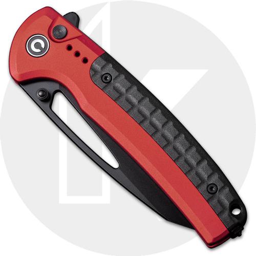 CIVIVI Sentinel Strike C22025B-1 Knife - Black K110 (D2) Reverse Tanto - Red Aluminum - Flipper Folder