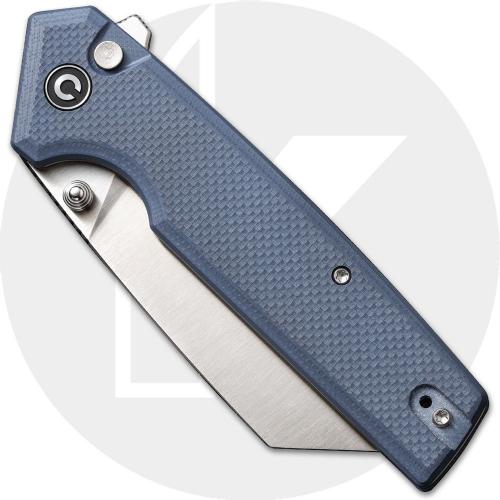 CIVIVI Amirite C23028-1 Knife - Satin Nitro-V Reverse Tanto - Coarse Blue G10 - Flipper Folder
