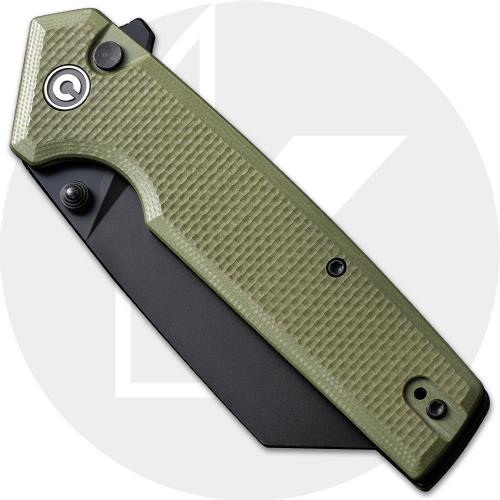 CIVIVI Amirite C23028-3 Knife - Black Nitro-V Reverse Tanto - Coarse OD Green G10 - Flipper Folder