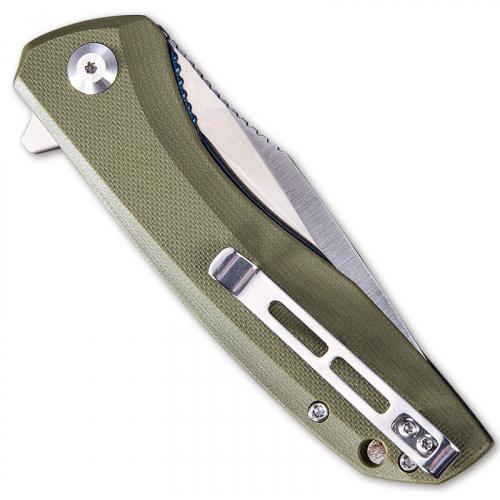 CIVIVI Baklash Knife C801A - Satin Drop Point - Green G10 - Liner Lock Flipper Folder