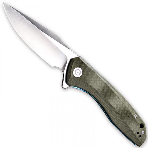 CIVIVI Baklash Knife C801A - Satin Drop Point - Green G10 - Liner Lock Flipper Folder