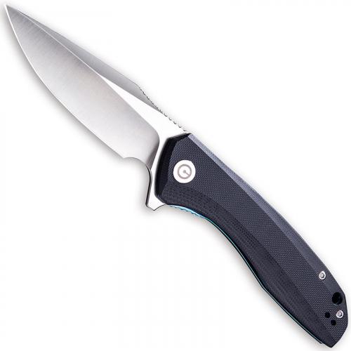 CIVIVI Baklash Knife C801C - Satin Drop Point - Black G10 - Liner Lock Flipper Folder