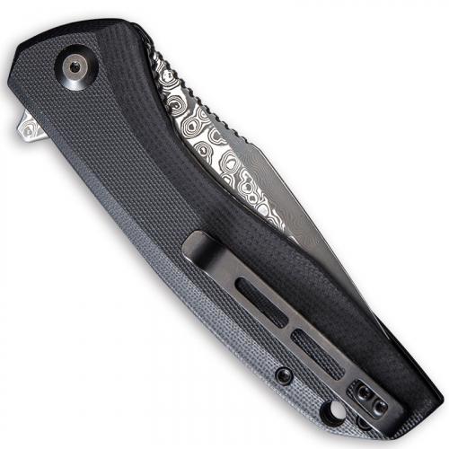 CIVIVI Baklash Knife C801DS - Damascus Drop Point - Black G10 - Liner Lock Flipper Folder