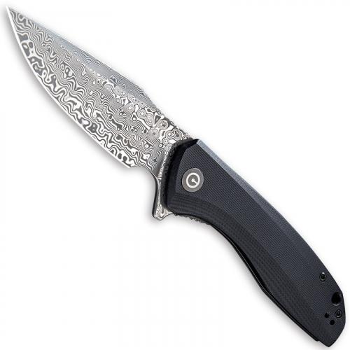 CIVIVI Baklash Knife C801DS - Damascus Drop Point - Black G10 - Liner Lock Flipper Folder