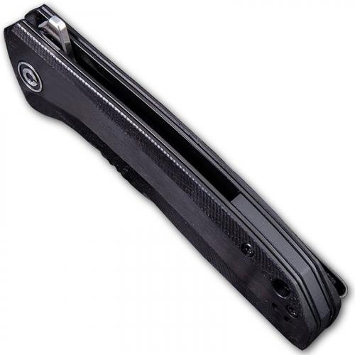 CIVIVI Baklash Knife C801E - Satin Drop Point - Black Ebony Wood - Liner Lock Flipper Folder