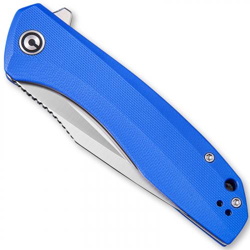 CIVIVI Baklash Knife C801F - Satin Drop Point - Blue G10 - Liner Lock Flipper Folder