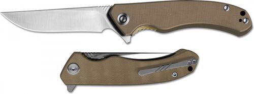 CIVIVI Courser Knife C804B - Satin VG-10 Drop Point - Tan G10 - Liner Lock Flipper Folder