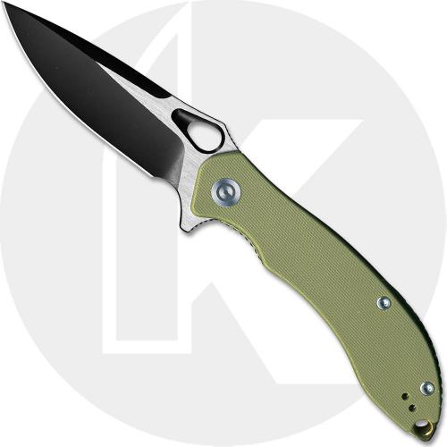 CIVIVI Aquila Knife C805A - Black Stonewash and Satin VG-10 Drop Point - Green G10 - Liner Lock Flipper Folder