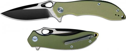 CIVIVI Aquila Knife C805A - Black Stonewash and Satin VG-10 Drop Point - Green G10 - Liner Lock Flipper Folder