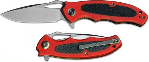 WE Knife C806D CIVIVI Shard Satin Drop Point Flipper Folder Red G10 and Black Carbon Fiber Liner Lock