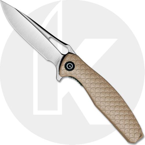 CIVIVI Wyvern Knife C902C - Satin D2 Drop Point - Tan FRN - Liner Lock Flipper Folder
