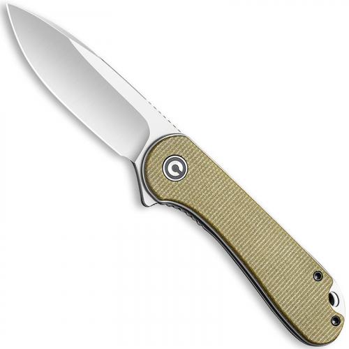 CIVIVI Elementum Knife C907S - Satin D2 Drop Point - Olive Micarta - Liner Lock Flipper Folder