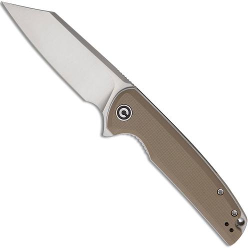 CIVIVI Brigand Knife C909B - Satin D2 Reverse Tanto - Tan G10 - Liner Lock Flipper Folder