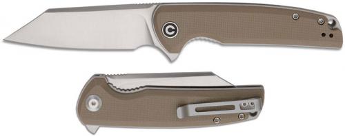 CIVIVI Brigand Knife C909B - Satin D2 Reverse Tanto - Tan G10 - Liner Lock Flipper Folder