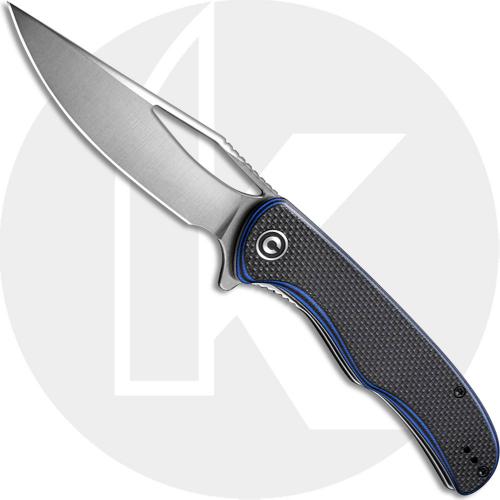 CIVIVI Shredder Knife C912A - Satin D2 Clip Point - Blue / Black G10 - Liner Lock Flipper Folder