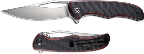 CIVIVI Shredder Knife C912B - Satin D2 Clip Point - Red / Black G10 - Liner Lock Flipper Folder