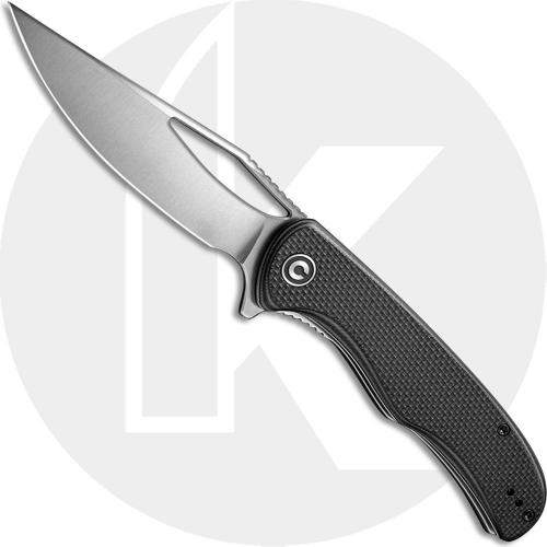CIVIVI Shredder Knife C912C - Satin D2 Clip Point - Black G10 - Liner Lock Flipper Folder