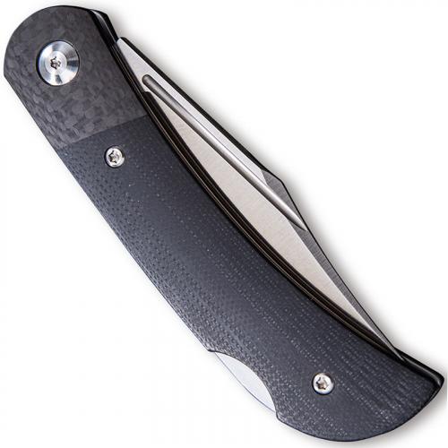CIVIVI Rustic Gent Knife C914A - Satin D2 Clip Point - Black G10 and Carbon Fiber - Lock Back
