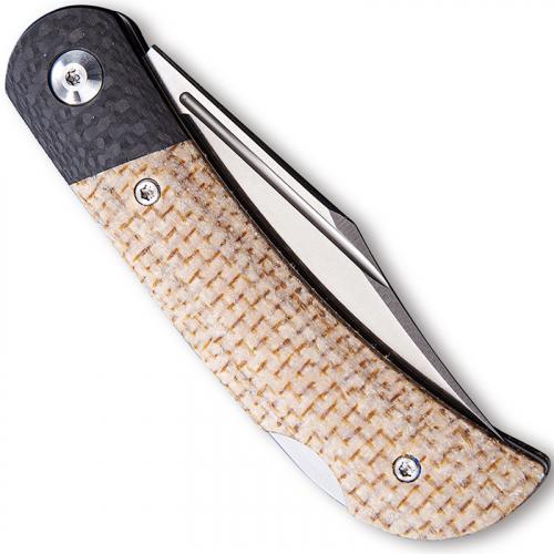 CIVIVI Rustic Gent Knife C914C - Satin D2 Clip Point - Tan Micarta and Carbon Fiber - Lock Back