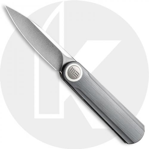 WE Knife Company 19074A-A Eidolon - Justin Lundquist EDC - Stonewash 20CV Drop Point - Gray G10 Integral Handle - Liner Lock - Front Flipper Folder