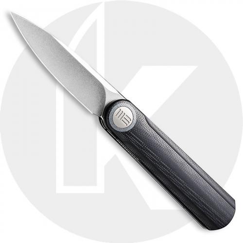 WE Knife Company 19074A-B Eidolon - Justin Lundquist EDC - Stonewash 20CV Drop Point - Black G10 Integral Handle - Liner Lock - Front Flipper Folder