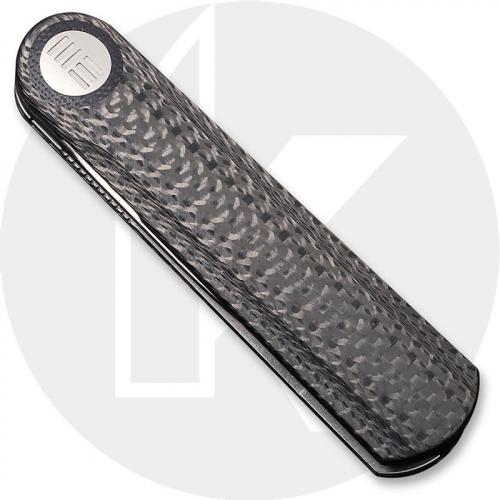 WE Knife Company 19074A-C Eidolon - Justin Lundquist EDC - Stonewash 20CV Drop Point - Twill Carbon Fiber Integral Handle - Line