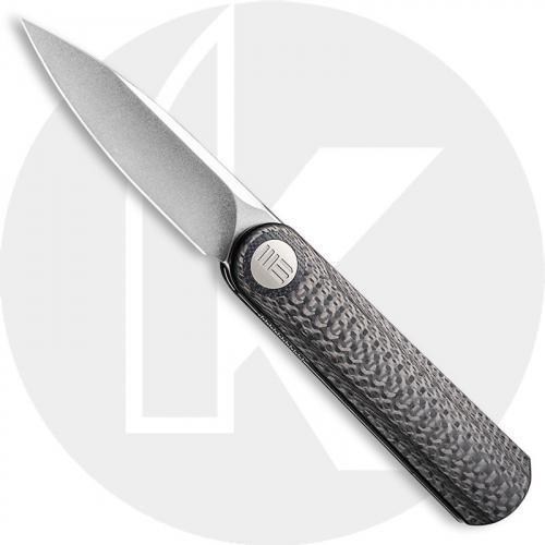 WE Knife Company 19074A-C Eidolon - Justin Lundquist EDC - Stonewash 20CV Drop Point - Twill Carbon Fiber Integral Handle - Liner Lock - Front Flipper Folder