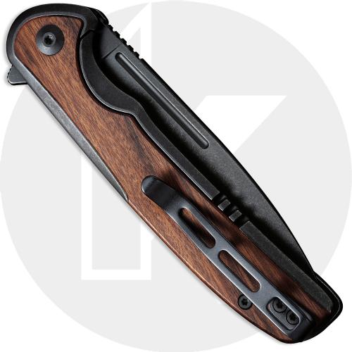 CIVIVI Voltaic C20060-1 Knife - Black Stonewash 14C28N - Black Stainless Steel/Wood Inlay - Flipper