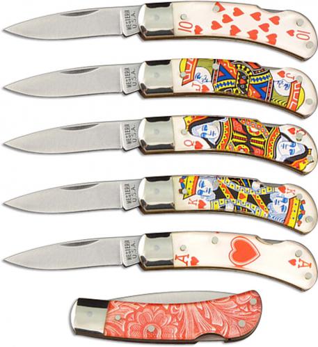 Western Knives Gambler Set - Royal Flush - Set of 5 Lock Back Folders - Discontinued Item - BNIB