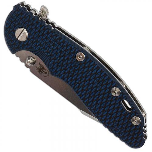 Rick Hinderer Knives SKINNY XM-18 3.5 Inch Knife - Harpoon Spanto - Stonewash - 20CV - Tri Way Pivot - Blue / Black G-10