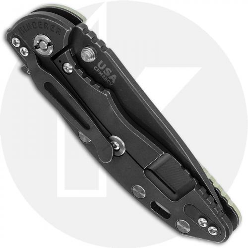 Hinderer Knives XM-18 3.5 Inch Knife - Slicer - Battle Black DLC - 20CV - Tri Way Pivot - Translucent G-10 / Battle Black DLC Ti