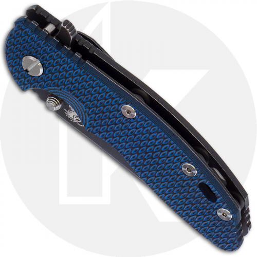 Hinderer Knives XM-18 3.5 Inch Knife - Slicer - Battle Black DLC - 20CV - Tri Way Pivot - Blue / Black G-10 / Battle Black DLC T