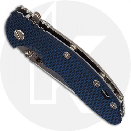 Hinderer Knives XM-18 3.5 Inch Knife - Spear Point - Stonewash - 20CV - Tri Way Pivot - Blue / Black G-10 / Stonewash Ti