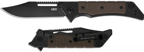Zero Tolerance 0223 - Black DLC Clip Point - Earth Brown G10 and Black DLC Titanium - KVT Opening - Flipper Knife - USA Made