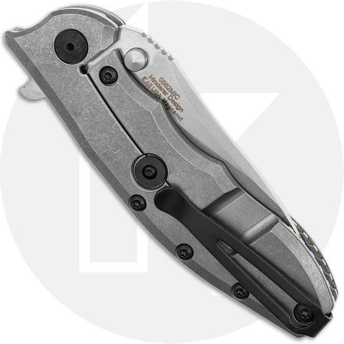 Zero Tolerance Hinderer Slicer 0562MIC Knife - Stonewash CPM MagnaCut Slicer - Green Micarta and Titanium