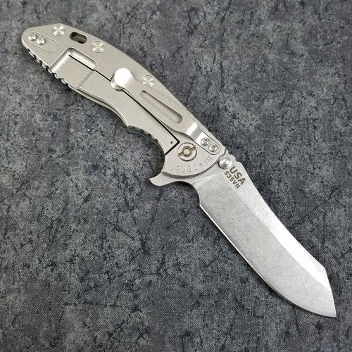 Rick Hinderer XM-18 Knife 3.5 Inch Skinner Dark Green G10 Stonewash Frame Lock Flipper