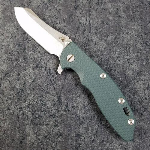 Rick Hinderer XM-18 Knife 3.5 Inch Skinner Dark Green G10 Stonewash Frame Lock Flipper
