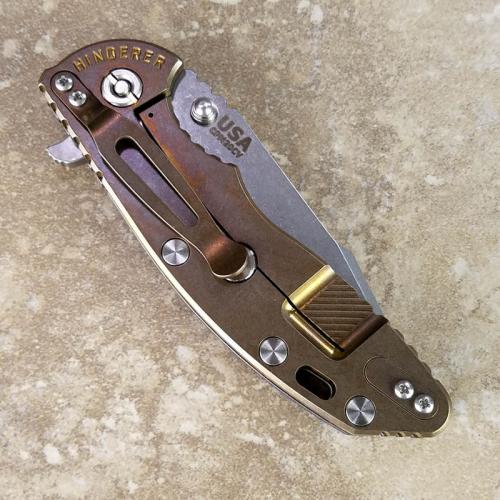 Rick Hinderer XM-18 Knife 3.5 Inch Stonewash Harpoon Spanto Black Blue G10 Frame Lock Flipper