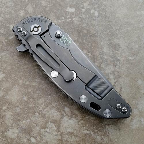 Rick Hinderer XM-18 Knife 3.5 Inch Battle Anthracite Spear Point Black G10 Frame Lock Flipper