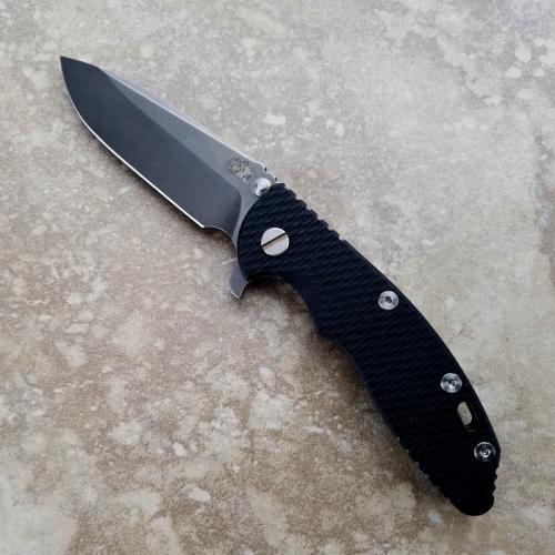 Rick Hinderer XM-18 Knife 3.5 Inch Battle Anthracite Spear Point Black G10 Frame Lock Flipper