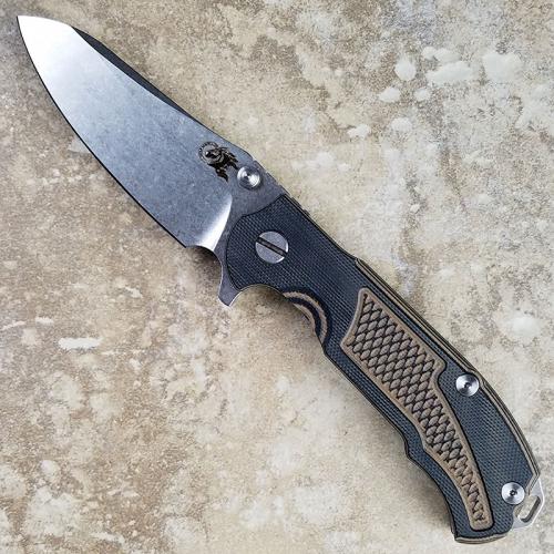 Rick Hinderer MP-1 Knife 3.25 Inch Drop Point HMBS Brown and Black G10 Frame Lock Flipper