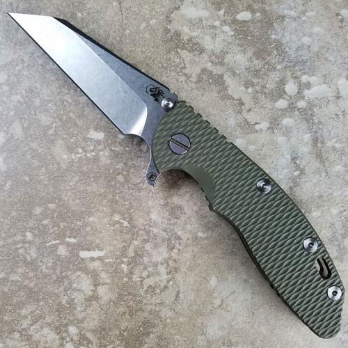 Rick Hinderer XM-18 Fatty Knife 3.5 Inch Stonewash Wharncliffe OD Green G10 Bronze Ano