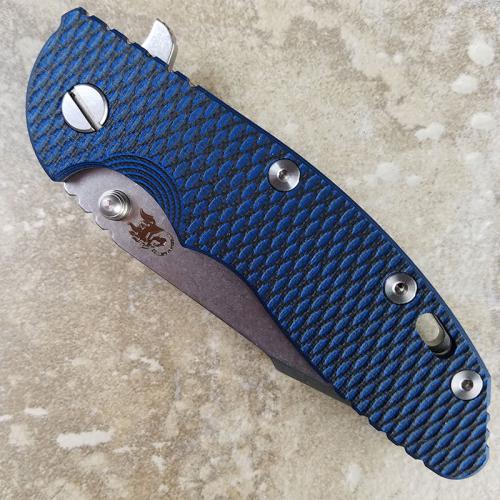 Rick Hinderer XM-18 Knife 3.5 Inch Stonewash Harpoon Spanto Black Blue G10