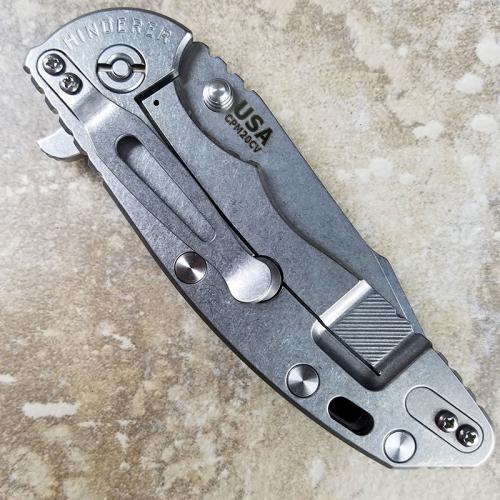 Rick Hinderer XM-18 Knife 3.5 Inch Stonewash Harpoon Spanto Gray G10 Frame Lock Flipper