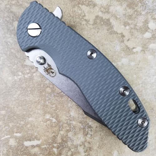 Rick Hinderer XM-18 Knife 3.5 Inch Stonewash Harpoon Spanto Gray G10 Frame Lock Flipper