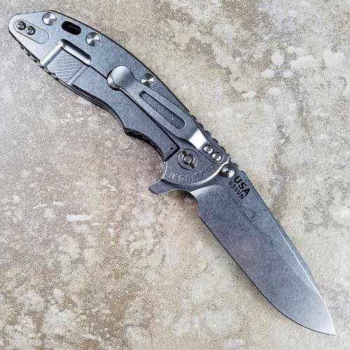 Rick Hinderer XM-18 Knife 3.5 Inch Spear Point Black G10 Stonewash Frame Lock Flipper