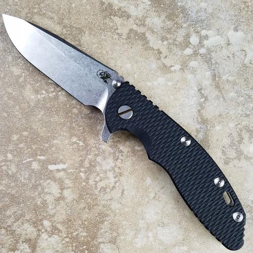 Rick Hinderer XM-18 Knife 3.5 Inch Spear Point Black G10 Stonewash Frame Lock Flipper
