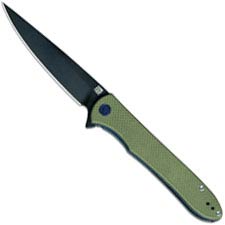 Artisan Shark Knife 1707P-BGN Black D2 Drop Point Green G10 Liner Lock Flipper Folder